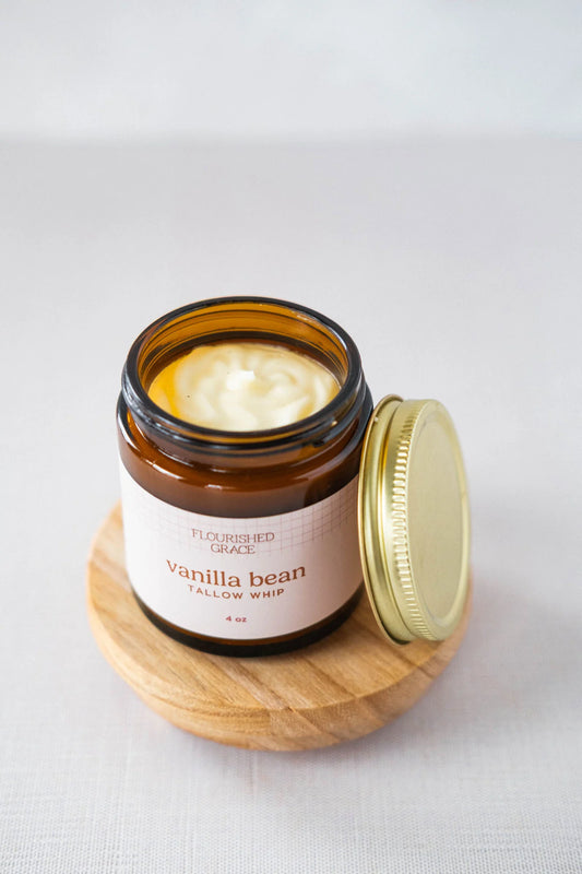 vanilla bean tallow whip flourished grace 4 oz jar
